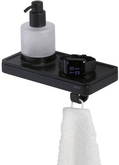 Geesa Frame Zeepdispenser met planchet en handdoekhaak Zwart 9188160606