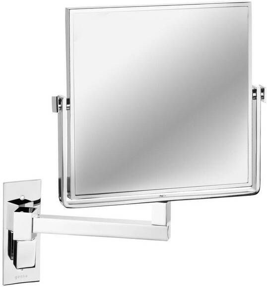 Geesa Mirror make-up spiegel met 1 arm en 3x vergrotend 19x19 cm chroom