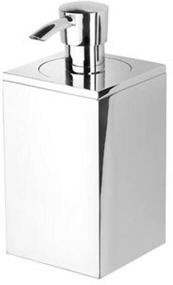 GEESA Modern art enkele hoekig zeepdispenser kunststof flacon rvs houder hxbxd 163x70x90mm glanzend chroom - Foto 1