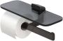 Geesa Shift Toiletrolhouder dubbel Zwart metaal geborsteld met planchet van rookglas 9199480966 - Thumbnail 2