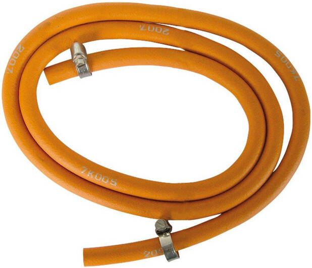 GO by Van Marcke drukslang vloeibaar gas met 2 inox spanringen Ø8 Ø15 150 cm rubber oranje 811912