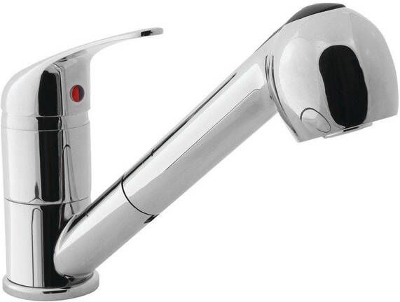 GO by Van Marcke Glad eengreepsmengkraan met uittrekbare handsproeier voor keuken lage druk met binnenwerk 40mm met beweegbare uitloop montage op spoeltafel of blad 1gats chroom 2405107 - Foto 2