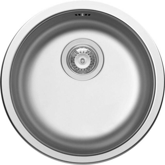 GO by Van Marcke Oberon spoeltafel 450 mm D92 mm rond roestvrij staal gepolijst sifon enkel plaatsbesparend plug met overloop 249828