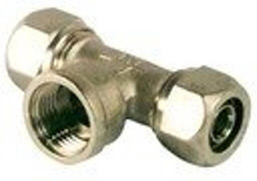 GO by Van Marcke Pex Alu klem T-stuk Ø16mm x 1 2F x Ø16mm verchroomd A48422