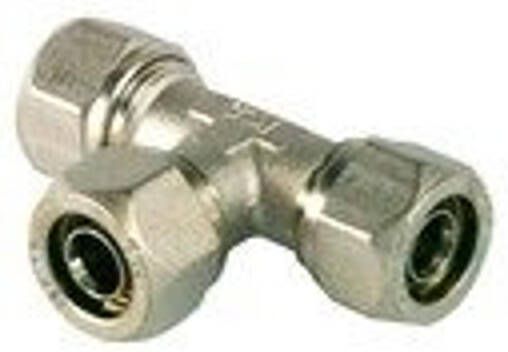 GO by Van Marcke Pex Alu klem T-stuk Ø20mm x Ø20mm x Ø20mm verchroomd A48507