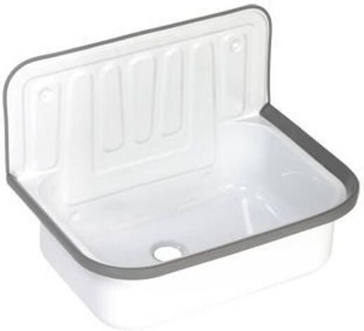 Plieger uitstortgootsteen plaatstaal 33 x 50 3 cm met stootrand zonder accessoires wit