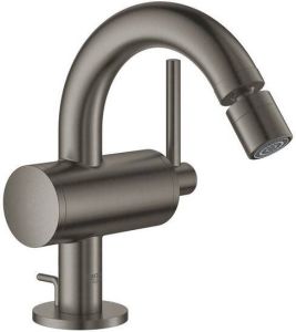 Grohe Atrio 1-gats bidetkraan M-size met waste brushed hard graphite 32108AL3