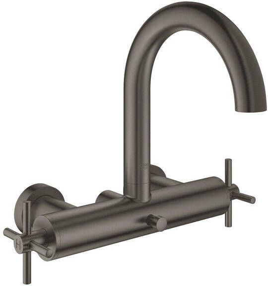 Grohe Atrio badkraan met omstel met koppelingen met kruisgrepen brushed hard graphite 25010AL3