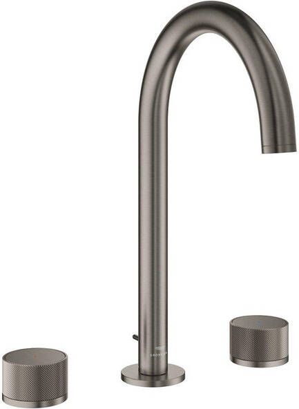 Grohe Atrio private collection wastafelkraan L-size 3gats opbouw hard graphite geborsteld 20595AL0