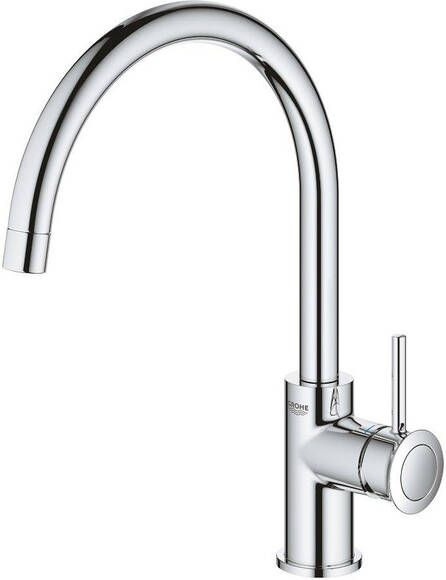 GROHE BauClassic eengreeps keukenmengkraan met hoge draaibare C uitloop chroom