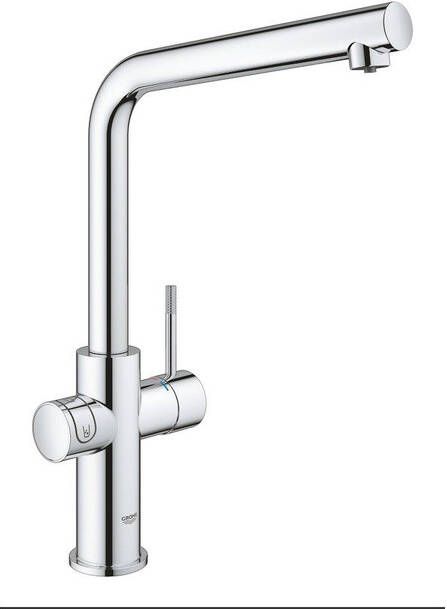 Grohe Blue Home Keukenkraan 1-gats duo L-uitloop wifi Chilled en Sparkling 3x gekoeld 3x bruisend chroom 31454001