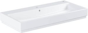 GROHE Cube Ceramic opzetwastafel met kraangat en overloop 100 x 49 cm PureGuard wit