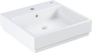 GROHE Cube Ceramic opzetwastafel met kraangat en overloop 50 x 49 cm PureGuard wit
