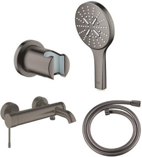 Grohe Essence New bad- douchekraan met 3 standen handdoucheset en doucheslang brushed hard graphite SW98777 SW98893 SW472379 SW862602