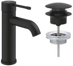 Grohe Essence Wastafelkraan 1 gats afvoergarnituur push up phantom black SW901519 SW901517