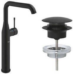 Grohe Essence Wastafelkraan xl-size hoog afvoergarnituur push up phantom black SW901406 SW901517