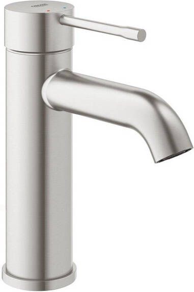 Grohe Essence waterbesparende wastafelkraan S-size m. gladde body Supersteel 24172DC1