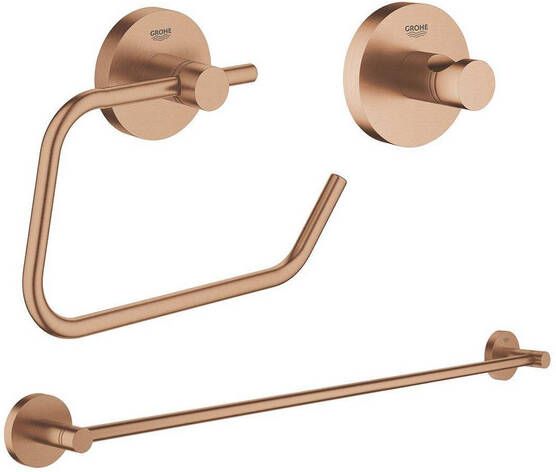 Grohe Essentials accessoireset 3-delig met handdoekhouder handdoekhaak en toiletrolhouder zonder klep Brushed warm sunset sw98979 sw99003 sw99027