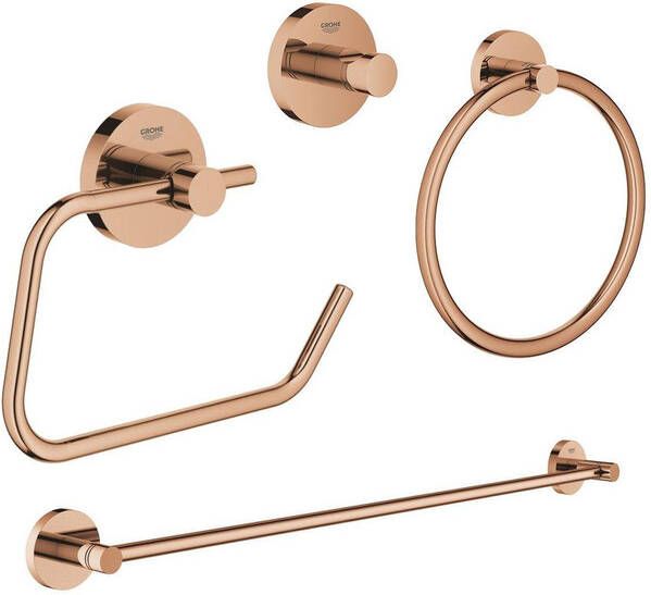 Grohe Essentials accessoireset 4-delig met handdoekring handdoekhouder handdoekhaak en toiletrolhouder zonder klep warm sunset sw98946 sw98978 sw99002 sw99026