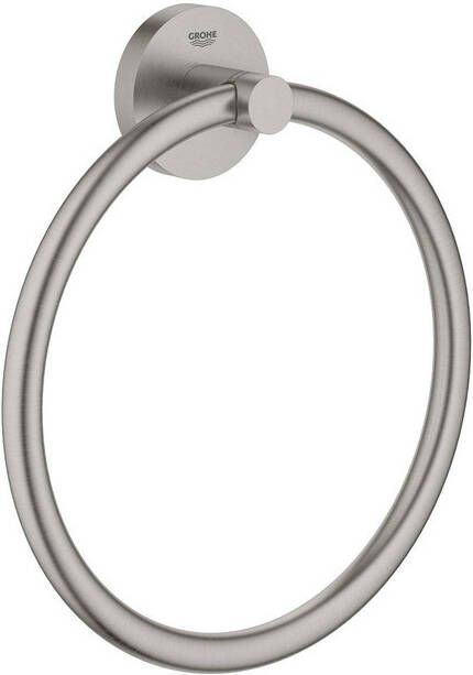 GROHE Essentials Handdoekring rond wand 1-gats 180mm diameter supersteel