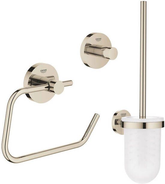 Grohe Essentials Toilet accessoireset 3-delig met toiletborstelhouder handdoekhaak en toiletrolhouder zonder klep nikkel sw99006 sw99030 sw99046