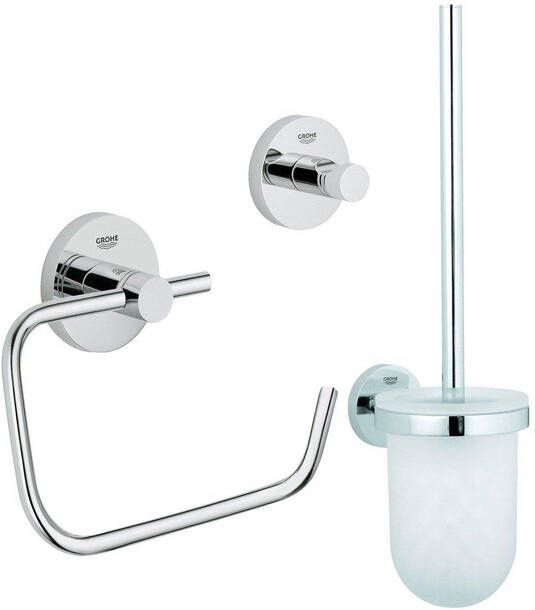 Grohe Essentials Toilet accessoireset 3-delig met toiletborstelhouder handdoekhaak en toiletrolhouder zonder klep chroom 0438129 0438143 0438137