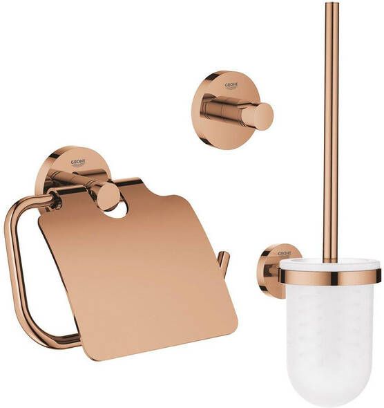 Grohe Essentials Toilet accessoireset 3-delig met toiletborstelhouder handdoekhaak en toiletrolhouder met klep warm sunset sw99002 sw99018 sw99042