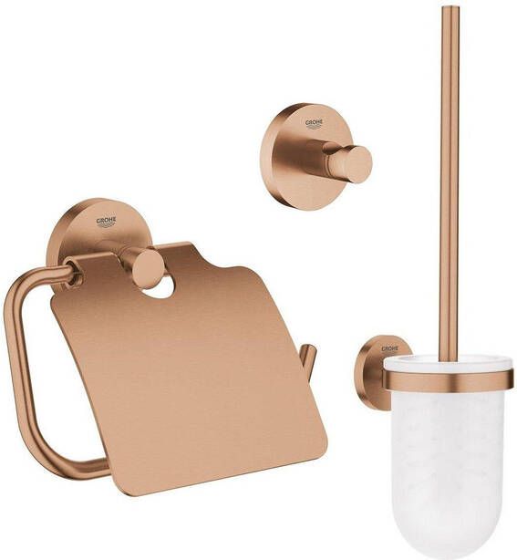 Grohe Essentials Toilet accessoireset 3-delig met toiletborstelhouder handdoekhaak en toiletrolhouder Brushed Warm sunset sw99003 sw99027 sw99043