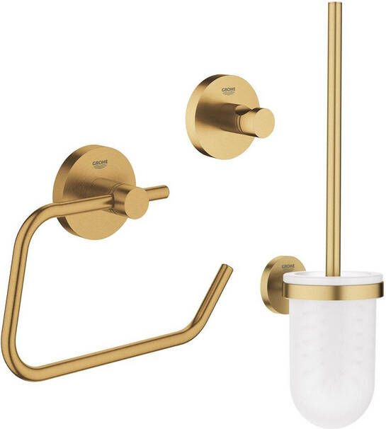 Grohe Essentials Toilet accessoireset 3-delig met toiletborstelhouder handdoekhaak en toiletrolhouder zonder klep Brushed cool sunrise sw99005 sw99029 sw99045