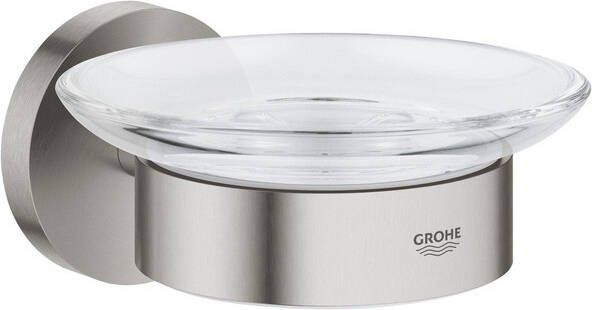 GROHE Essentials Zeepschaal met houder wand 1 gats metaal glas supersteel