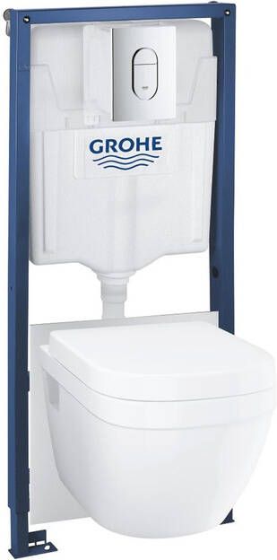 Grohe Euro Ceramic toiletset Rapid SL inbouwreservoir spoelrandloos softclose zitting bedieningsplaat chroom glans wit 39702000