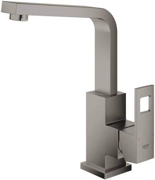 GROHE Eurocube Wastafelmengkraan L size trekwaste eengreeps 1 gats 248mm hoogte 150mm uitloop hard graphite geborsteld