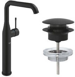 Grohe Eurosmart Wastafelmengkraan XL-size waste push open matte black SW1077352 SW1077334