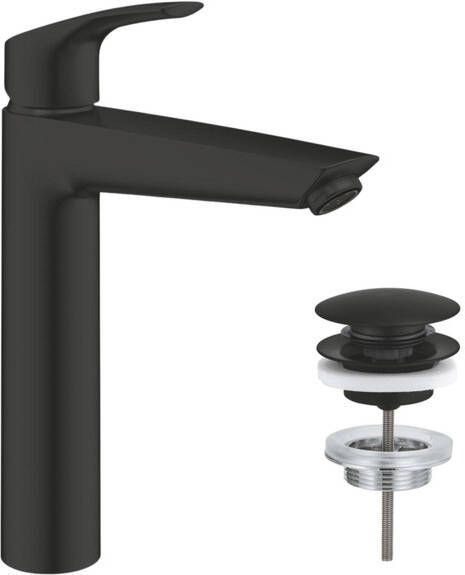Grohe Eurosmart Wastafelmengkraan XL-size waste push open matte black SW1077352 SW1077334