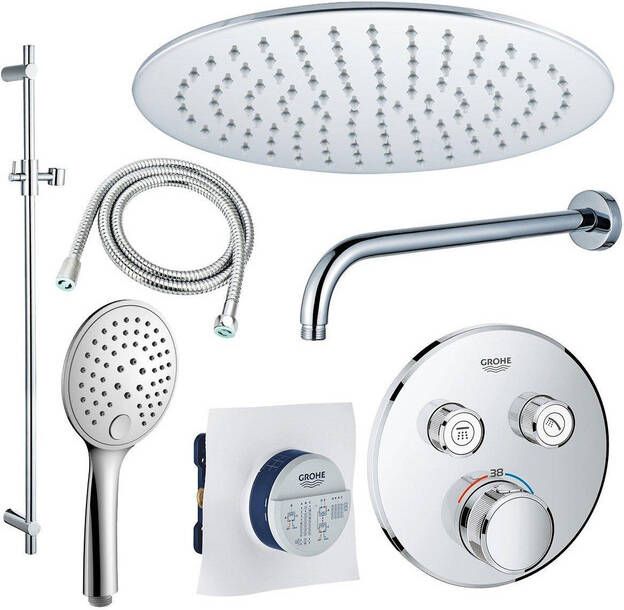 Grohe Fortifura GROHE Grohtherm Regendoucheset inbouw 2 functies met Fortifura hoofddouche 25cm ronde handdouche wandarm glijstang 90 cm chroom sw105953 SW104917  SW720552 SW496814 SW767373 SW76