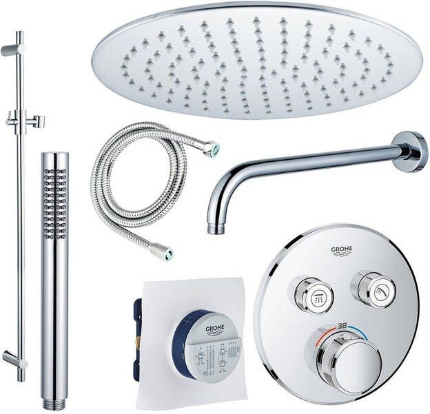 Grohe Fortifura GROHE Grohtherm Regendoucheset inbouw 2 functies met Fortifura hoofddouche 25cm staafhanddouche wandarm glijstang 90 cm chroom sw105953 SW104917  SW720552 SW496810 SW767373 SW76