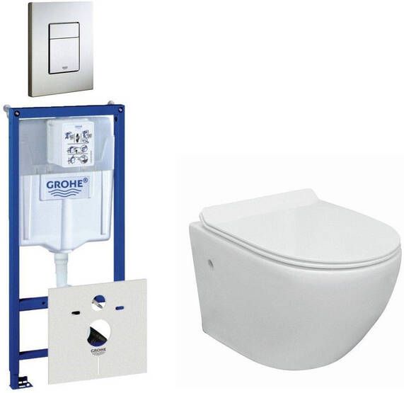 Grohe Go compact Toiletsetset spoelrandloos inbouwreservoir softclose quickrelease bedieningsplaat verticaal rvs 0729205 0720026 sw242519
