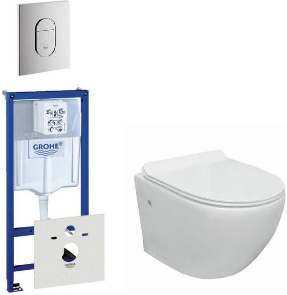Grohe Go compact Toiletsetset spoelrandloos inbouwreservoir softclose quickrelease bedieningsplaat verticaal chroom 0729205 0729240 sw242519