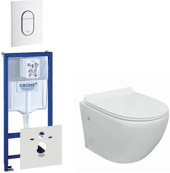 Grohe Go compact Toiletsetset spoelrandloos inbouwreservoir softclose quickrelease bedieningsplaat verticaal wit 0729205 0729242 sw242519