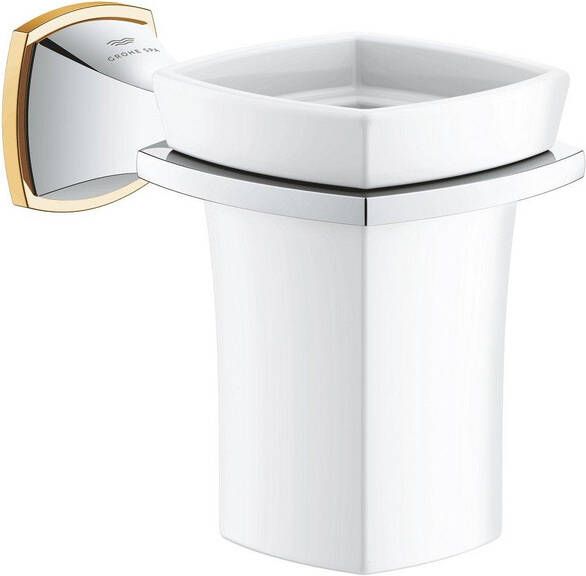 Grohe Grandera houder met glas chroom goud 40909ig0