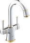 Grohe Grandera waterbesparende wastafelkraan met hoge draaibare uitloop met waste chroom goud 21107IG0 - Thumbnail 1