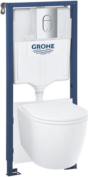 Grohe Bau toiletset diepspoel rimless Rapid SL inbouwreservoir softclose toiletzitting bedieningsplaat chroom 103849sh00