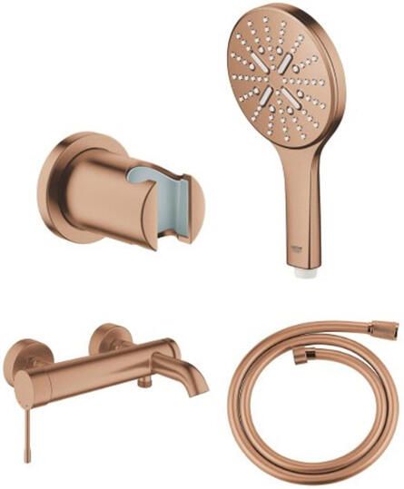 Grohe Essence New bad- douchekraan met 3 standen handdoucheset en doucheslang brushed warm sunset SW98779 SW98895 SW472361 SW862605