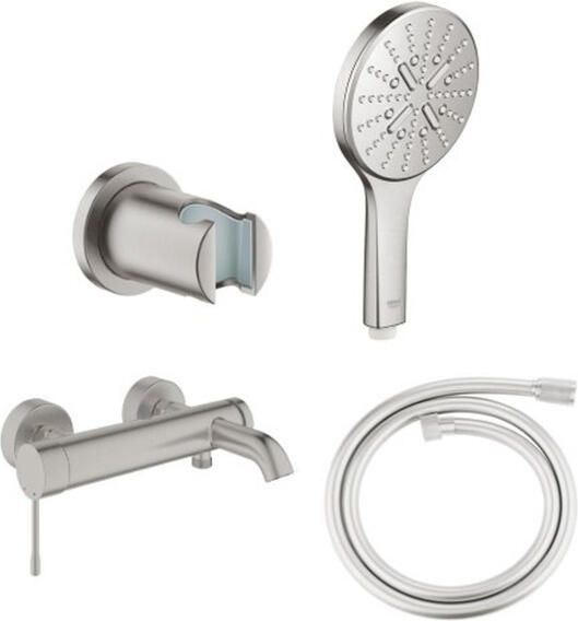 Grohe Essence New bad- douchekraan met 3 standen handdoucheset en doucheslang supersteel SW73256 SW73279 SW472426 SW862668