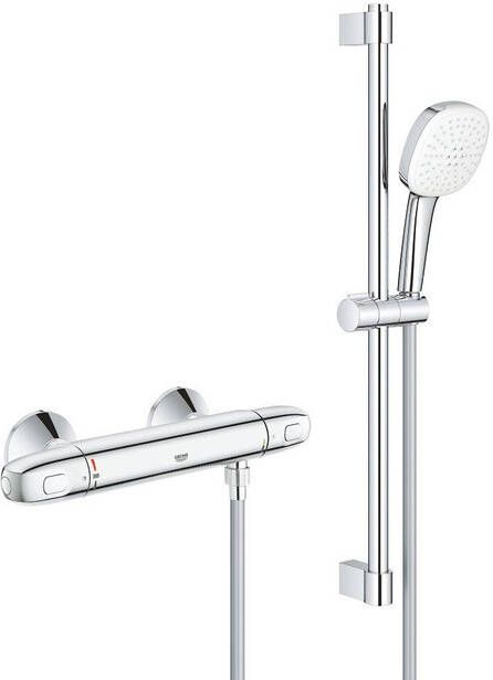 Grohe Grohtherm 1000 Comfortset thermostatisch HOH=15cm met koppeling 60cm chroom 34820005