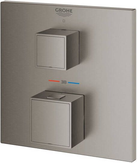 GROHE Grohtherm Cube afbouwdeel voor thermostatische inbouwkraan met 1 uitgang geborsteld hard graphite - Foto 2