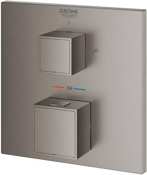 Grohe Grohtherm Cube Mengkraan inbouw 2 knoppen bad douche brushed hard graphite 24155AL0