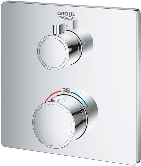 Grohe Grohtherm Inbouwthermostaat 2 knoppen zonder omstel rechthoekig chroom 24078000