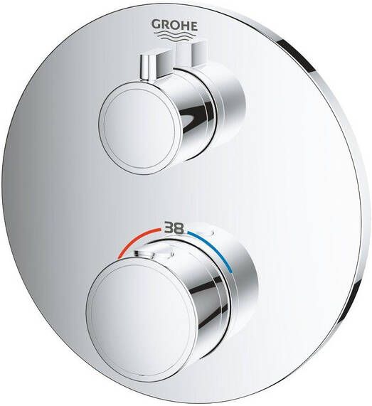 Grohe Grohtherm Inbouwthermostaat 2 knoppen zonder omstel rond chroom 24075000