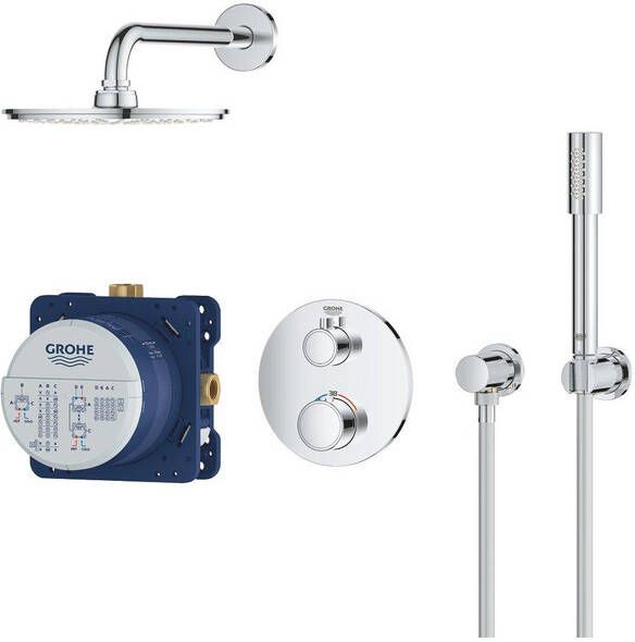 Grohe Grohtherm Perfect Regendoucheset hoofdddouche 21cm 2 functies handdouche staaf chroom 34732000